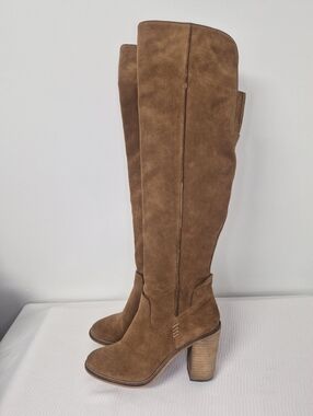 Dolce Vita Ohanna Over the Knee Tan Suede Leather Heeled Boots sz 8